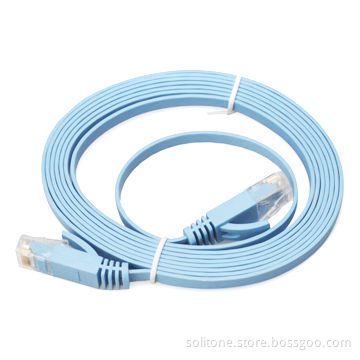 Flat Cat6 patch cable, 4pairs, 26AWG, copper, available in various lengths and colors